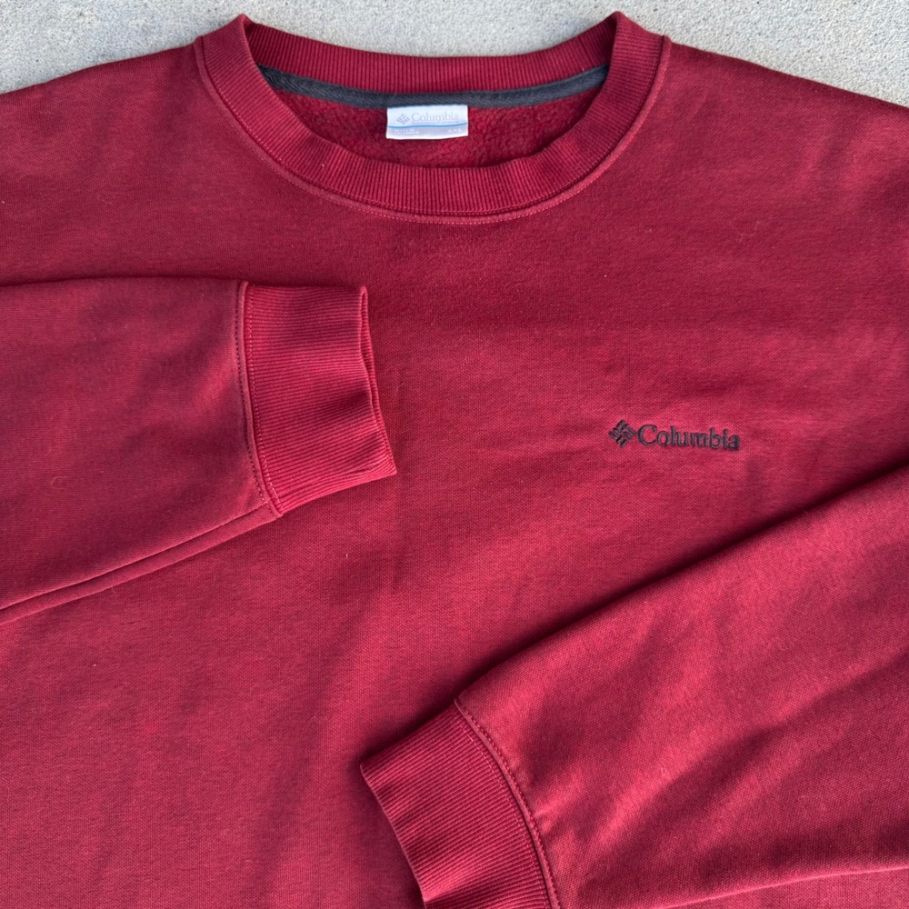 Columbia Men XXL Crewneck Sweatshirt Burgundy Fleece Pullover
